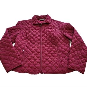 Eddie Bauer Quilted 650 Fill Goose Down Coat Women Large Maroon